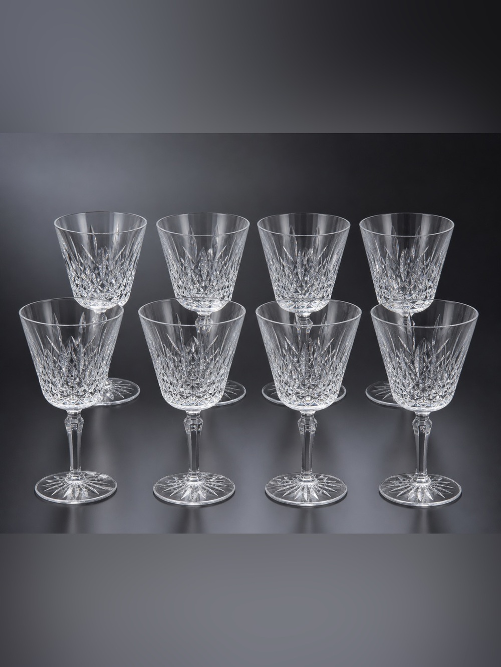Waterford Lismore Vintage Crystal Wine Glasses Eight-Piece Set Barware Weddings